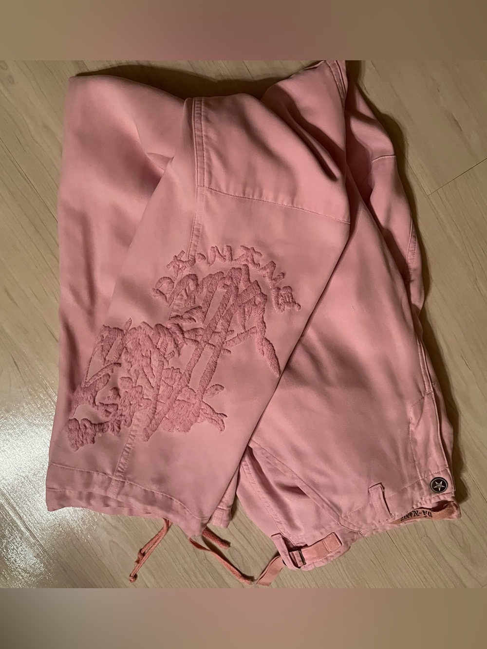 Da-Nang Blush Pink Embroidered 100% Silk Washable Vintage Cargos 💕 Small